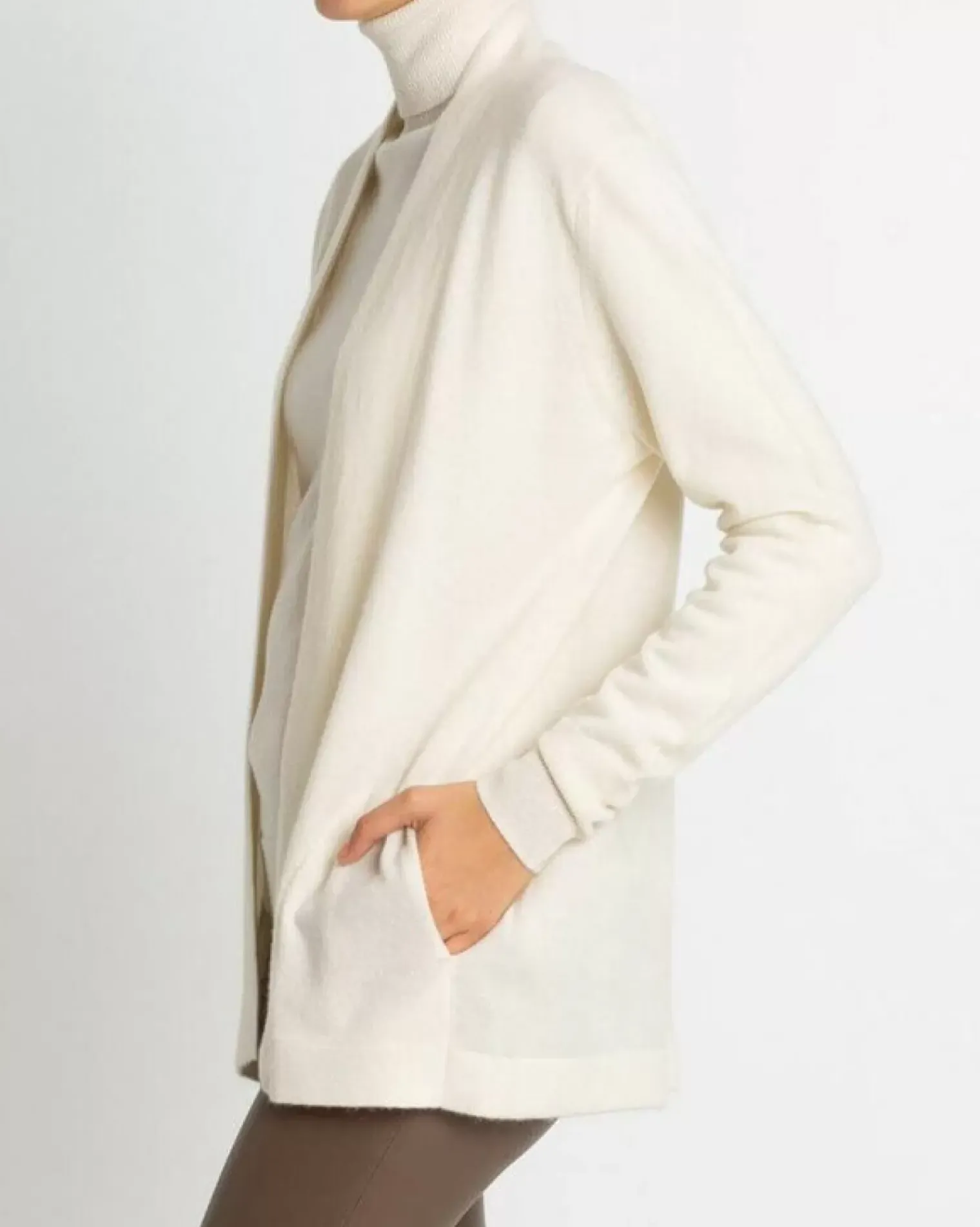 Kujten Jackets & Vests>Cashmere Cardigan Long Kimono Collar Blanc