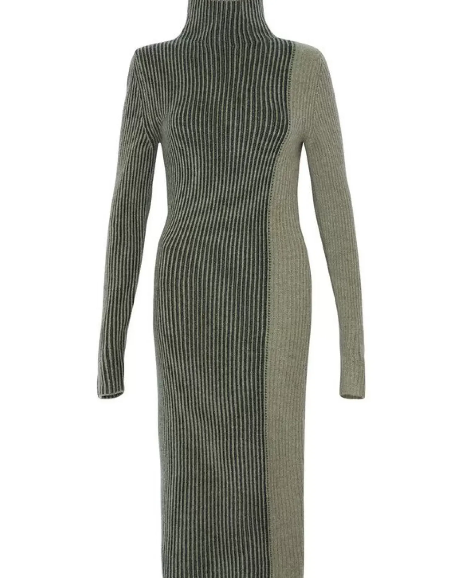 Kujten Dresses & Skirts>Cashmere Dress Women Long Turtleneck Kaki Chine