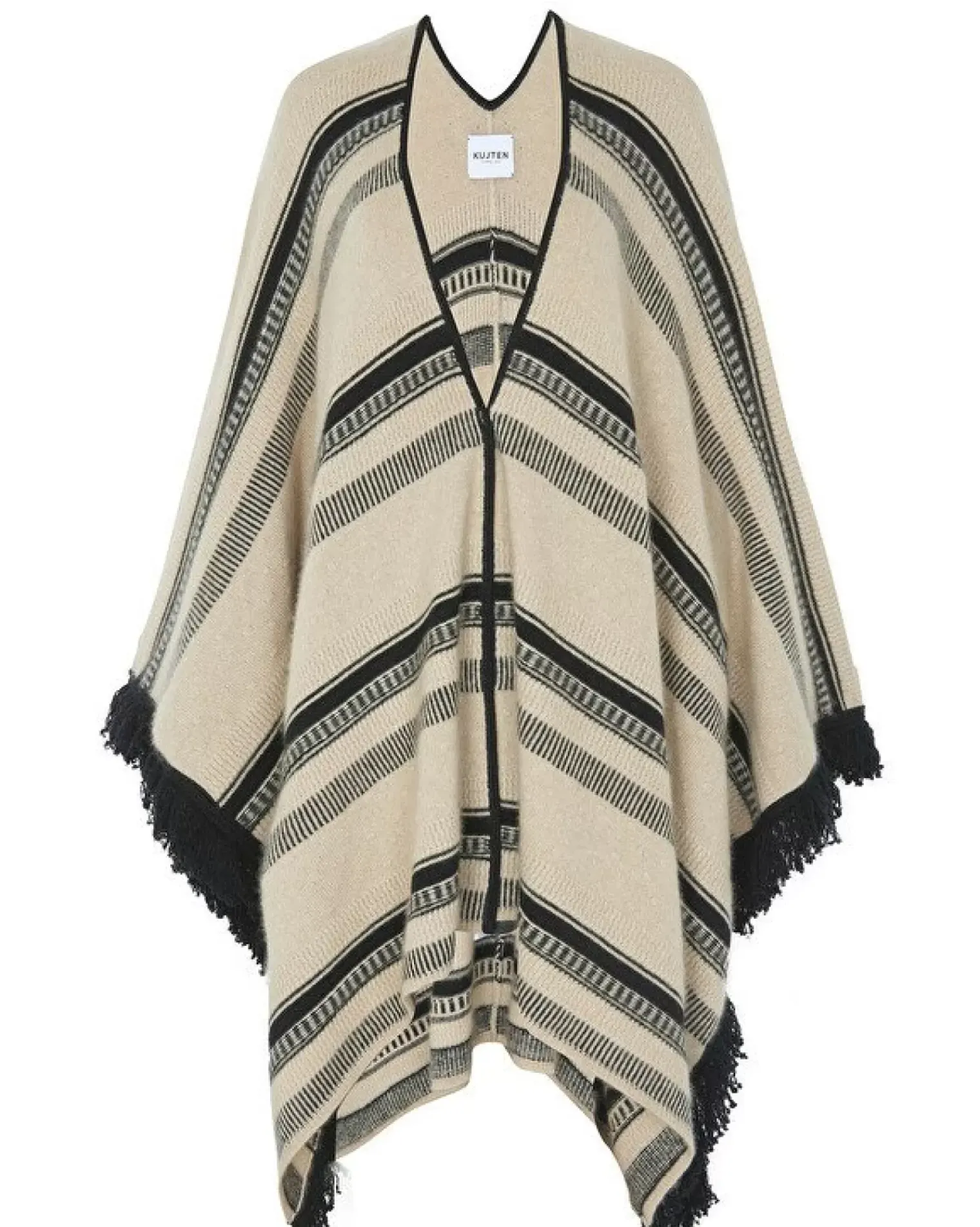 Kujten Capes & Ponchos>Cashmere Fringed Cape, 4-Threads Organique