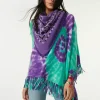 Kujten Capes & Ponchos>Cashmere Fringed Poncho Deep Purple