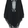 Kujten Scarves & Snoods>Cashmere Fringed Shawl, 12-Threads Noir