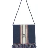 Kujten Bags>Cashmere Hand-Embroidered Fringe Bag Bleu Indigo