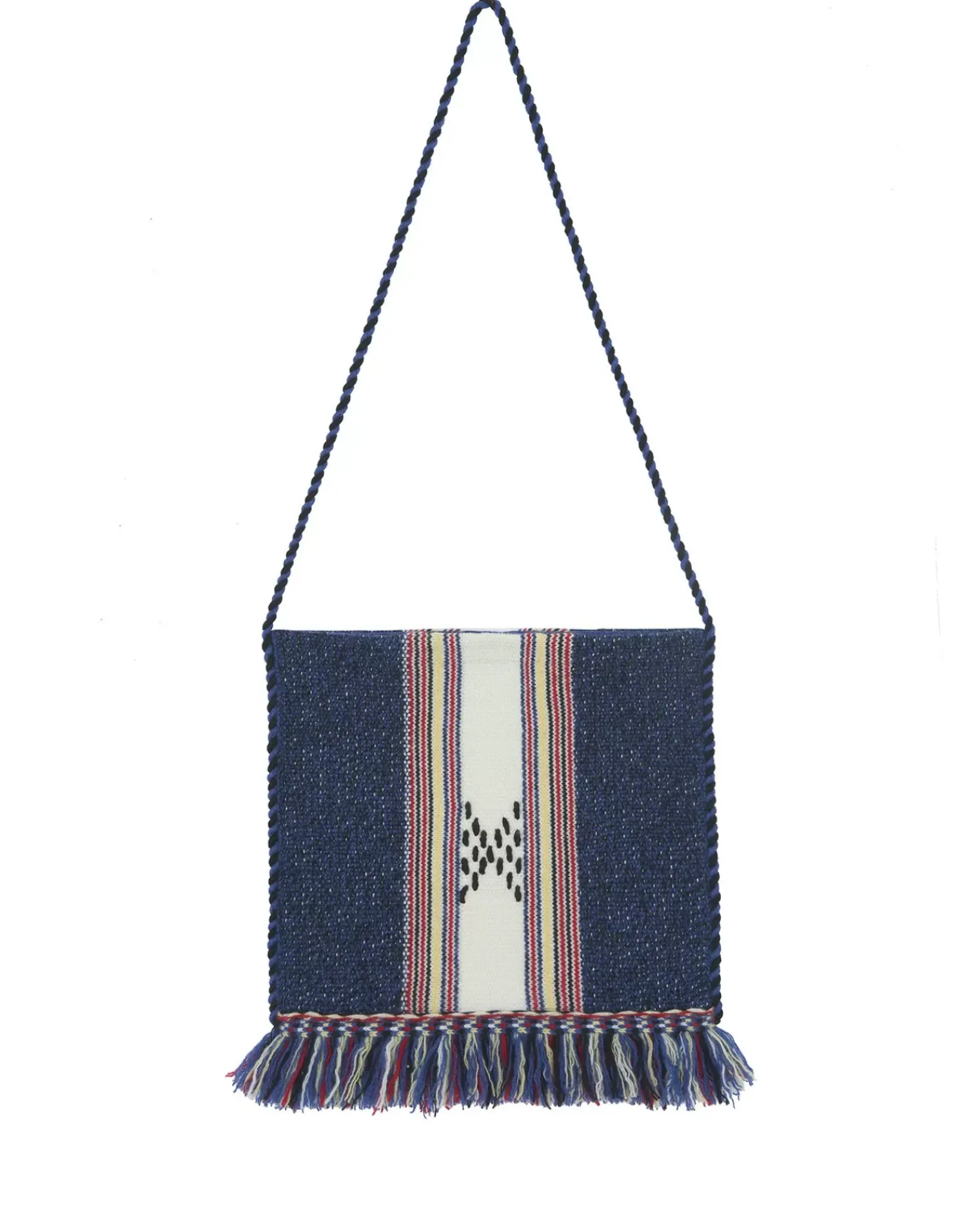 Kujten Bags>Cashmere Hand-Embroidered Fringe Bag Bleu Indigo