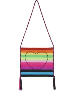 Kujten Bags>Cashmere Hand-Embroidered Heart Bag With Pompoms Multicolore