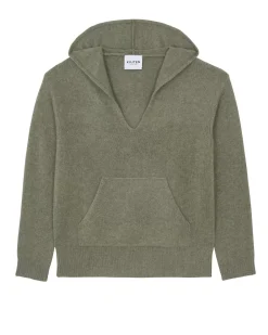 Kujten Hoodies>Cashmere Hoodie Kaki Chine