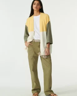 Kujten Jackets & Vests>Cashmere Kimono Cardigan Jaune Eggshell