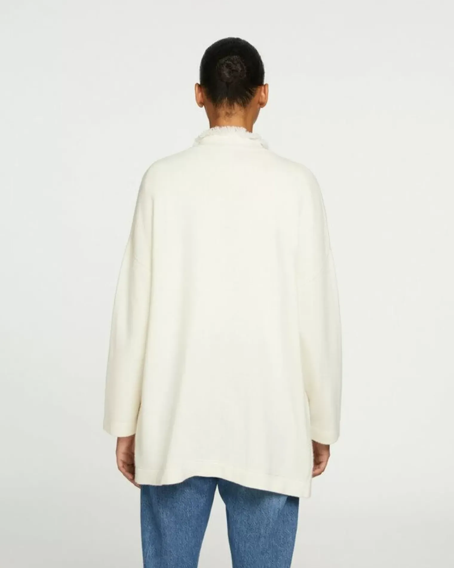 Kujten Jackets & Vests>Cashmere Long Fringed Vest Blanc Vintage