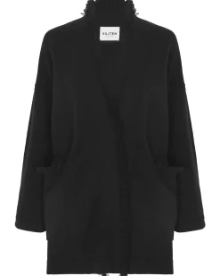 Kujten Jackets & Vests>Cashmere Long Fringed Vest Noir