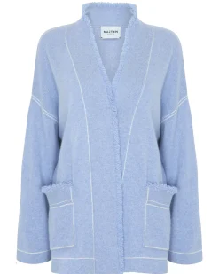 Kujten Jackets & Vests>Cashmere Long Fringed Vest Indigo Bleu