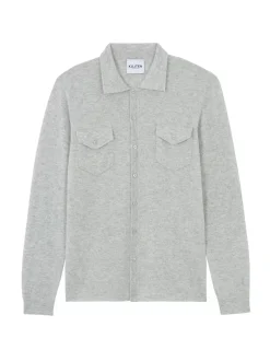Kujten Jackets & Vests>Cashmere Long Sleeves Cardigan Gris Bouleau