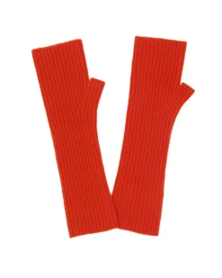 Kujten Gloves & Mittens>Cashmere Mittens, 2-Threads Orange Rosso