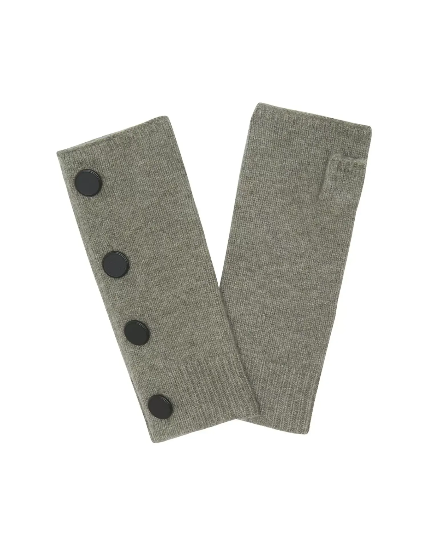 Kujten Gloves & Mittens>Cashmere Mittens With Buttons, 4-Threads Kaki Chine
