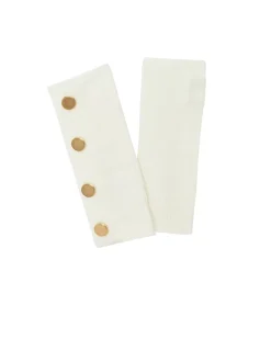 Kujten Gloves & Mittens>Cashmere Mittens With Buttons, 4-Threads Blanc