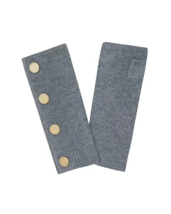 Kujten Gloves & Mittens>Cashmere Mittens With Buttons, 4-Threads Gris Flanelle