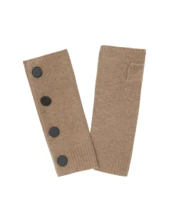 Kujten Gloves & Mittens>Cashmere Mittens With Buttons, 4-Threads Camelo