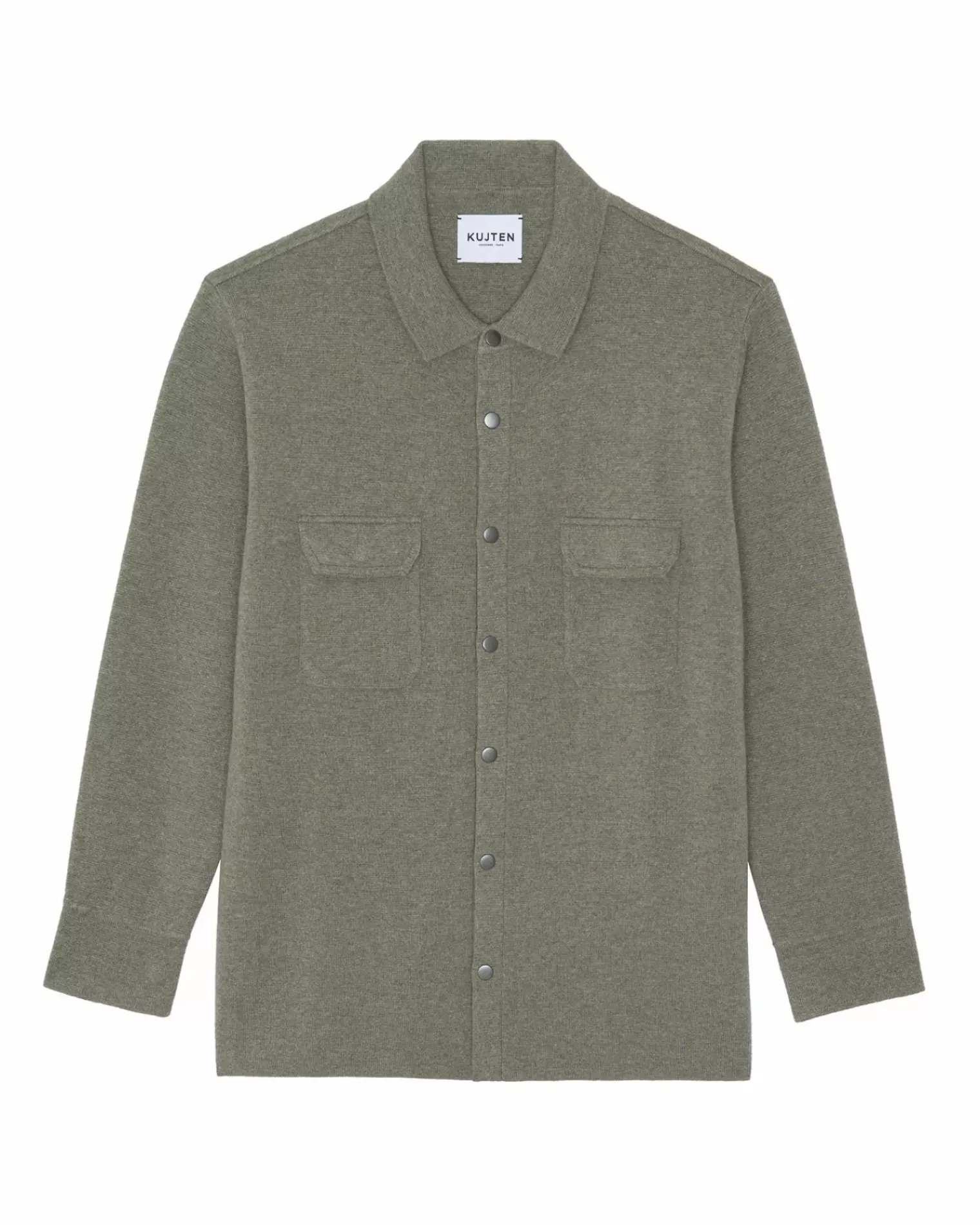 Kujten Jackets & Vests>Cashmere Overshirt Kaki Chine