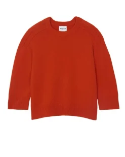 Kujten Sweaters & Sweatshirts>Cashmere Oversized Round Neck Sweater Orange Rosso