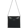 Kujten Bags>Cashmere Pipping Hand-Embroidered Flap Bag With Pompoms Noir