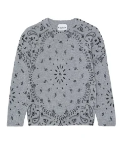 Kujten Sweaters>Cashmere Round Neck Long Sleeves Sweater, 2-Threads Gris Chine