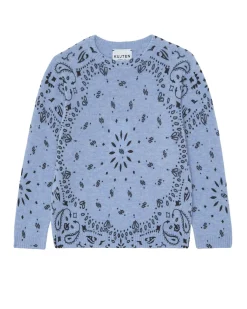 Kujten Sweaters>Cashmere Round Neck Long Sleeves Sweater, 2-Threads Jeans