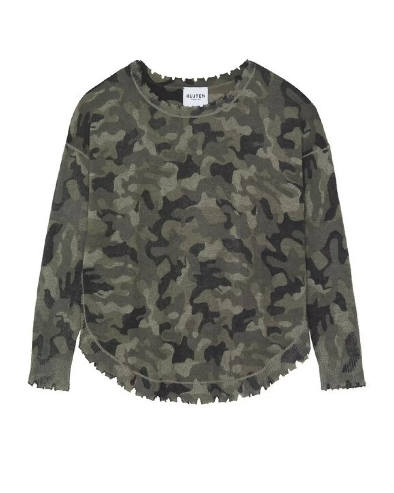 Kujten Sweaters & Sweatshirts>Cashmere Round Neck Sweater Kaki Chine