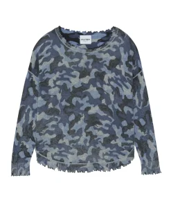 Kujten Sweaters & Sweatshirts>Cashmere Round Neck Sweater Bleu Camou