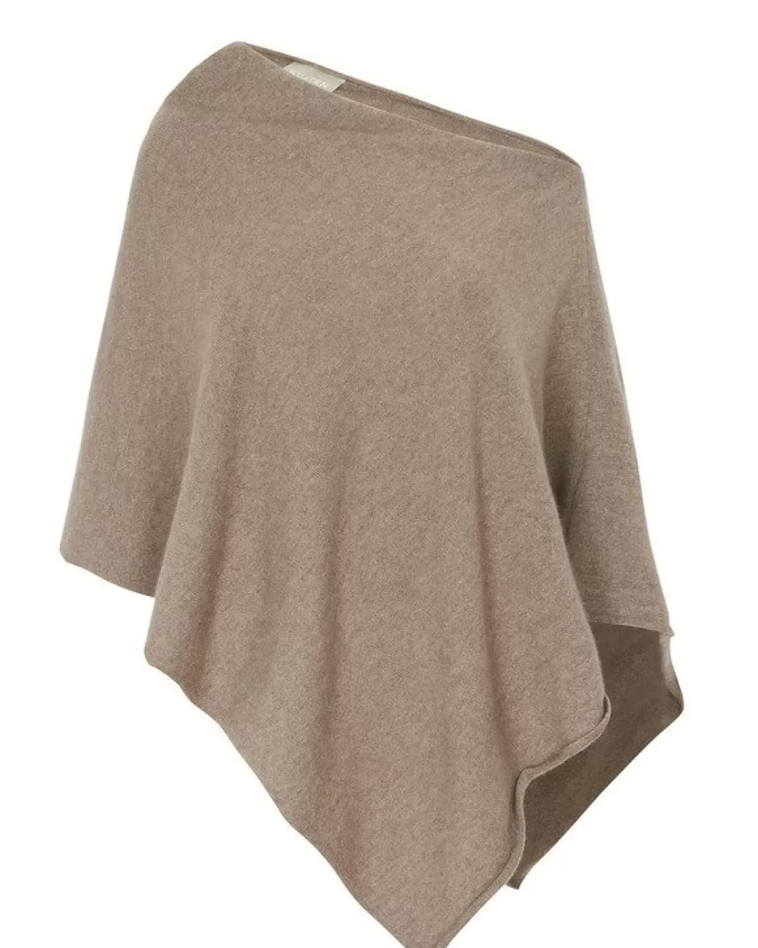 Kujten Capes & Ponchos>Cashmere Short Boat Neck Poncho, 2-Threads Beige Taupe