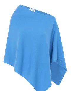 Kujten Capes & Ponchos>Cashmere Short Poncho Bleu