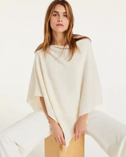 Kujten Capes & Ponchos>Cashmere Short Poncho Blanc