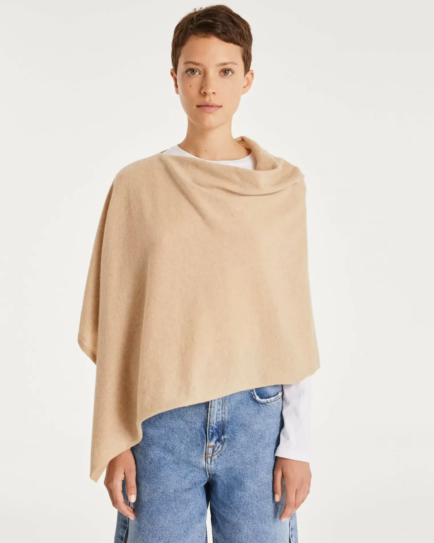 Kujten Capes & Ponchos>Cashmere Short Poncho, 2-Threads Organique