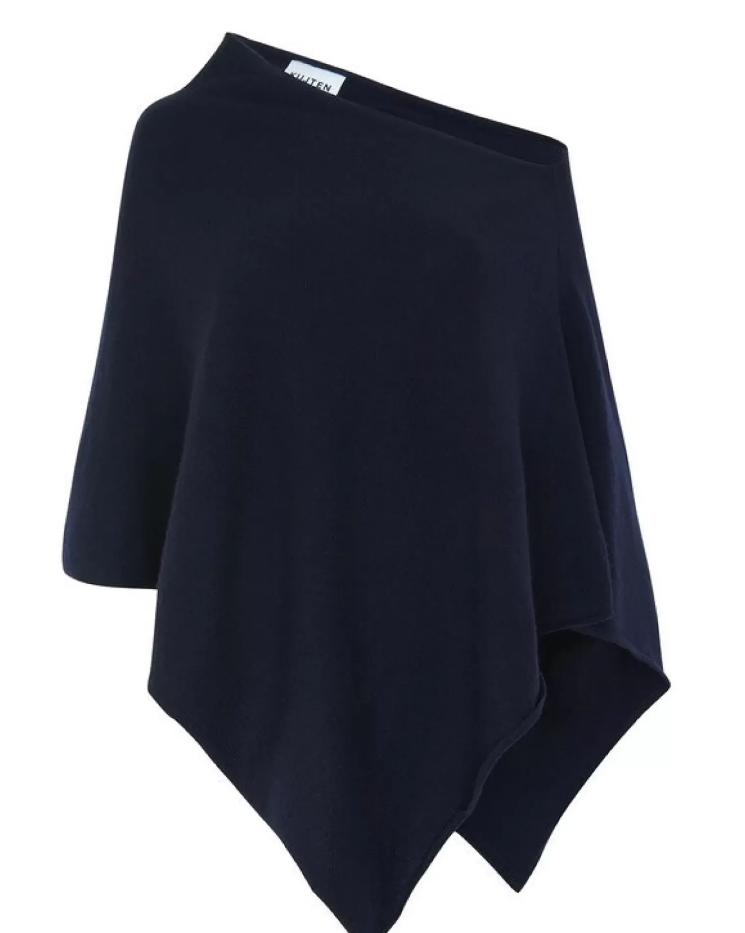 Kujten Capes & Ponchos>Cashmere Short Poncho, 2-Threads Bleu Marine Fonce