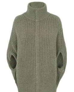 Kujten Jackets & Vests>Cashmere Sleeveless Zipped Jacket Kaki Chine