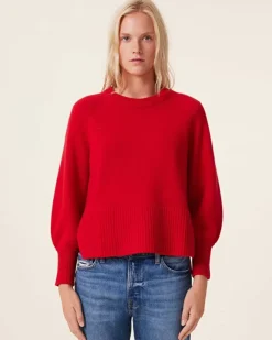 Kujten Sweaters & Sweatshirts>Cashmere Sweater Balloon Sleeves, 8-Threads Rouge Tomato