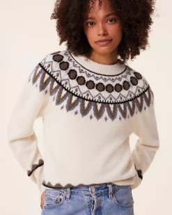 Kujten Sweaters & Sweatshirts>Cashmere Sweater Mittens Sleeves, 6-Threads Blanc Vintage