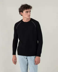 Kujten Sweaters & Sweatshirts>Cashmere Sweater Plain Raglan Detail Noir