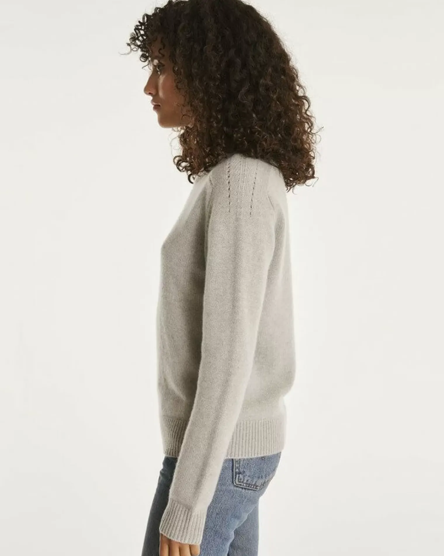 Kujten Sweaters & Sweatshirts>Cashmere Sweater Round Neck Long Sleeves Silk