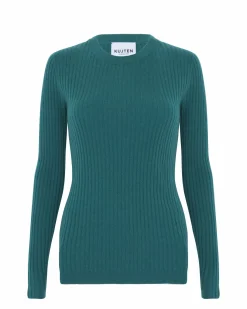 Kujten Sweaters & Sweatshirts>Cashmere Sweater Round Neck Long Sleeves, 2-Threads Vert Imperial