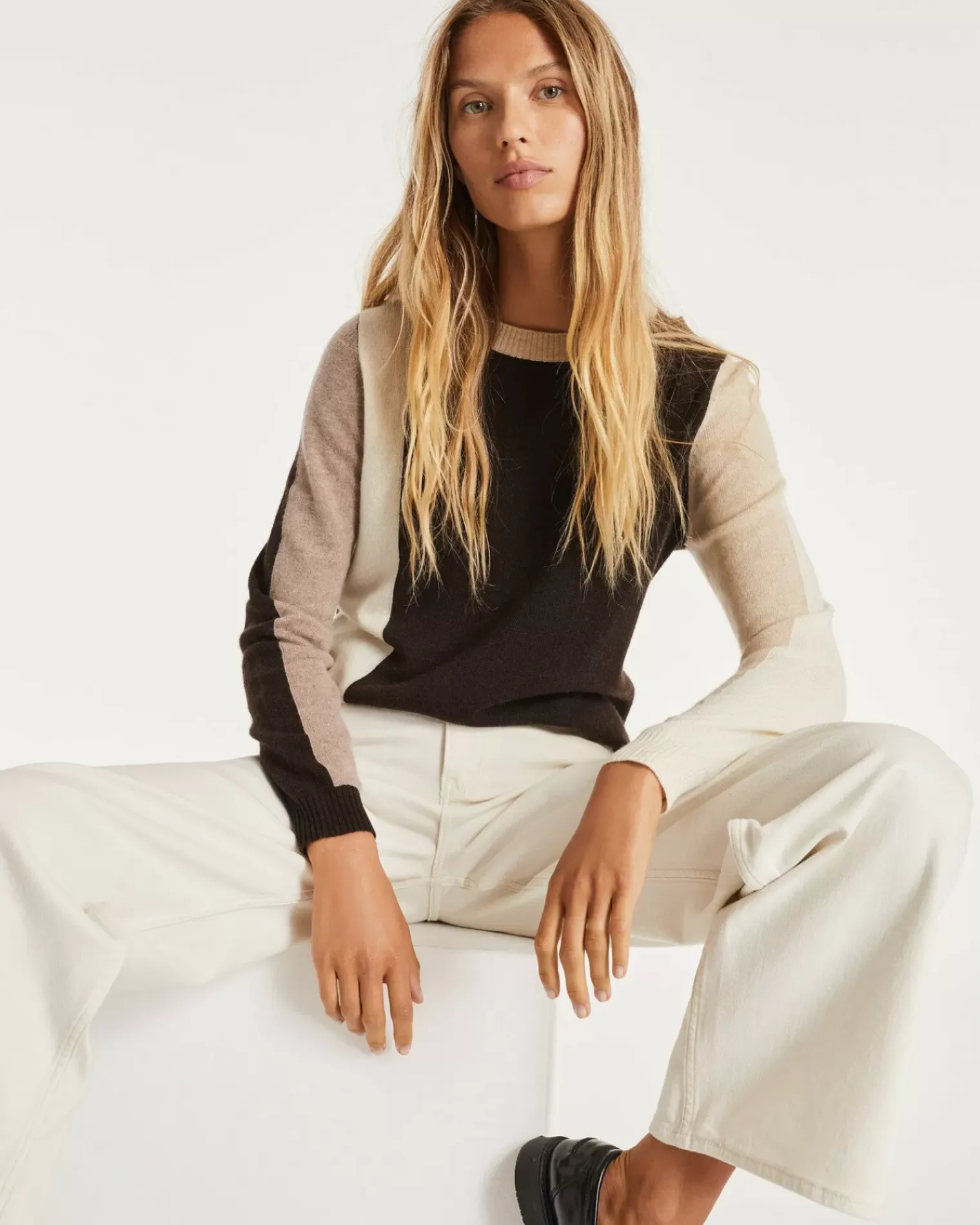 Kujten Sweaters & Sweatshirts>Cashmere Sweater Round Neck Long Sleeves Marron