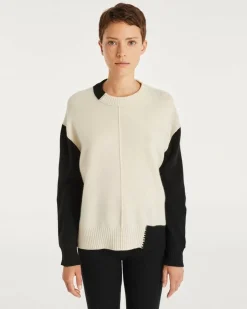 Kujten Sweaters & Sweatshirts>Cashmere Sweater Round Neck Long Sleeves Blanc Vintage