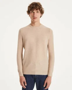 Kujten Sweaters & Sweatshirts>Cashmere Sweater Round Neck Long Sleeves Beige Chine