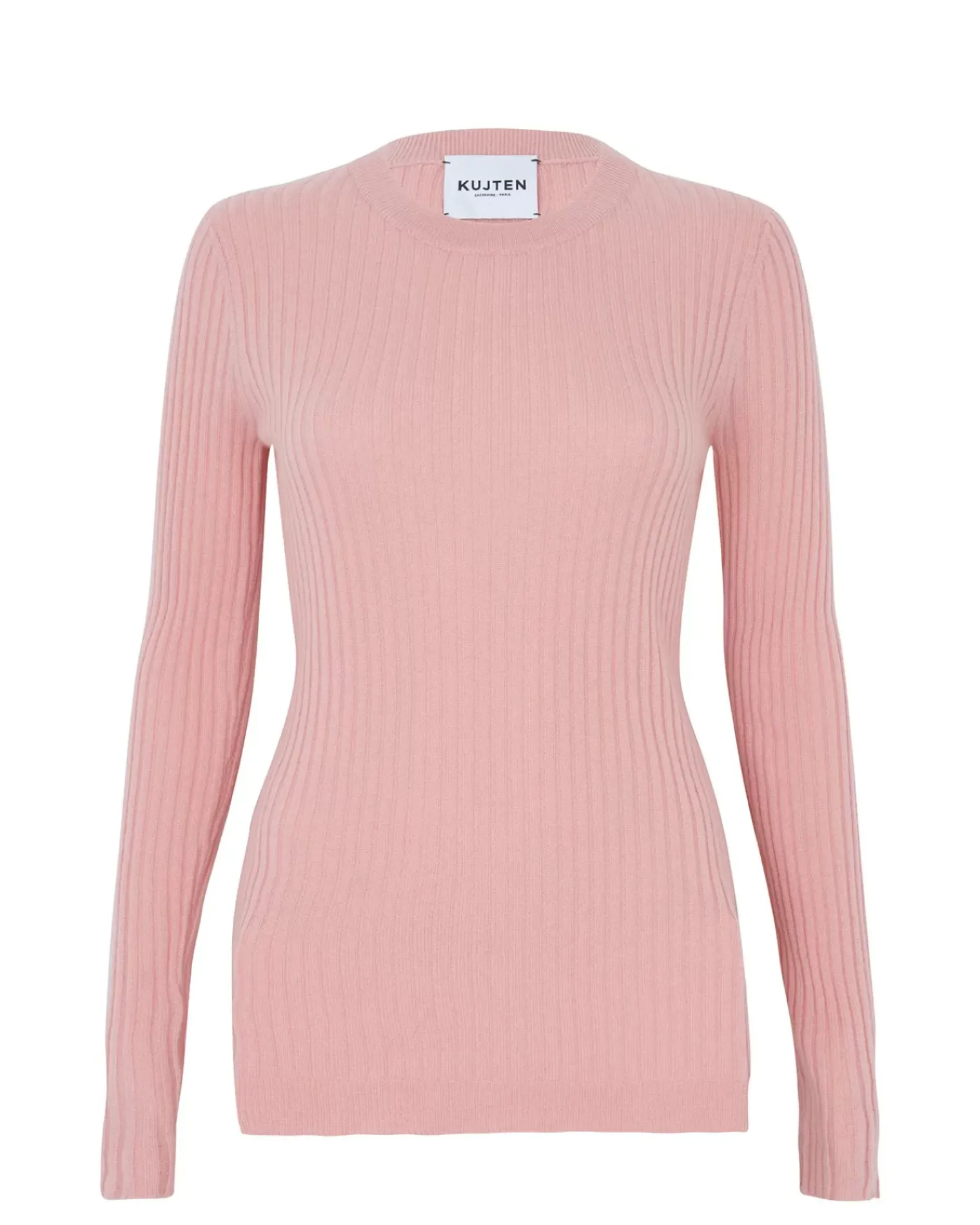 Kujten Sweaters & Sweatshirts>Cashmere Sweater Round Neck Long Sleeves, 2-Threads Rose Guimauve