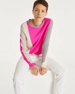 Kujten Sweaters & Sweatshirts>Cashmere Sweater Round Neck Long Sleeves Rose Neon