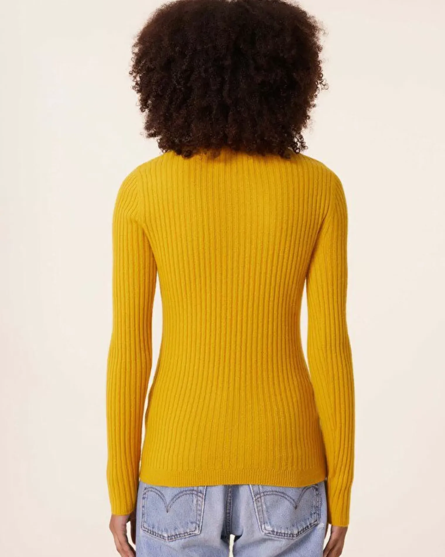 Kujten Sweaters & Sweatshirts>Cashmere Sweater Round Neck Long Sleeves, 2-Threads Jaune Safran