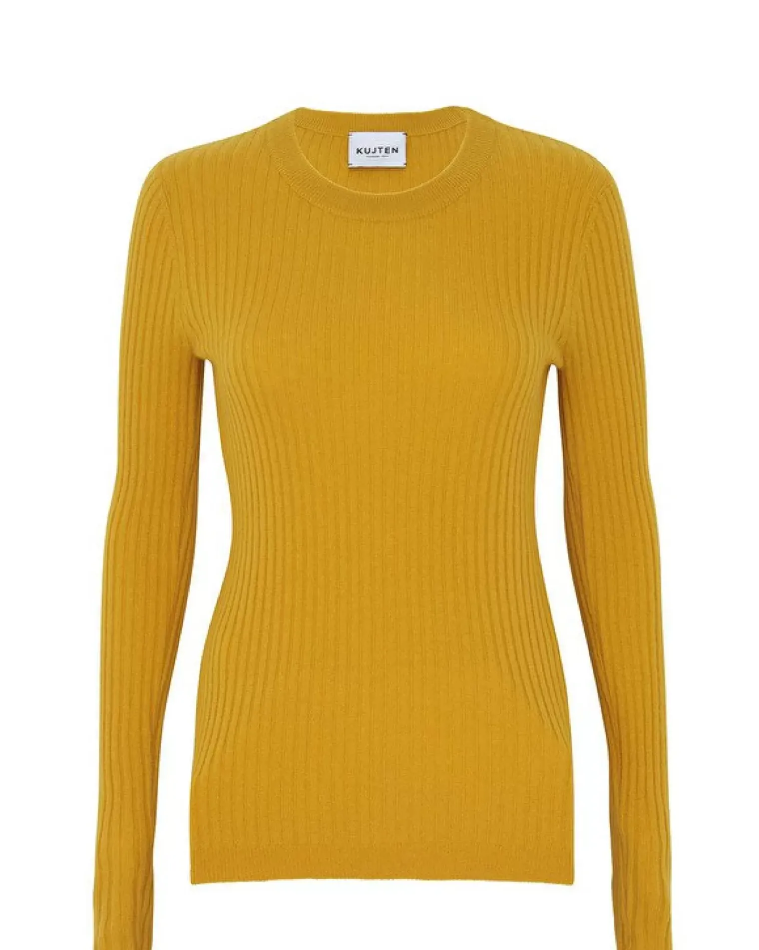 Kujten Sweaters & Sweatshirts>Cashmere Sweater Round Neck Long Sleeves, 2-Threads Jaune Safran
