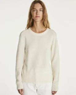 Kujten Sweaters & Sweatshirts>Cashmere Sweater Round Neck Long Sleeves Blanc