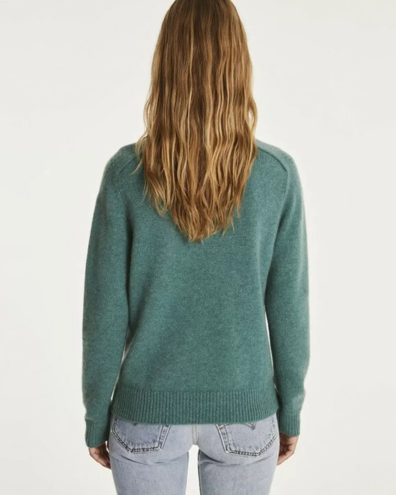 Kujten Sweaters & Sweatshirts>Cashmere Sweater Round Neck Long Sleeves Vert Chine