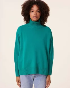 Kujten Sweaters & Sweatshirts>Cashmere Sweater With Gold Buttons, 4-Threads Vert Imperial