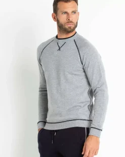 Kujten Sweaters & Sweatshirts>Cashmere Sweatshirt With Contrast Seams Gris Chine