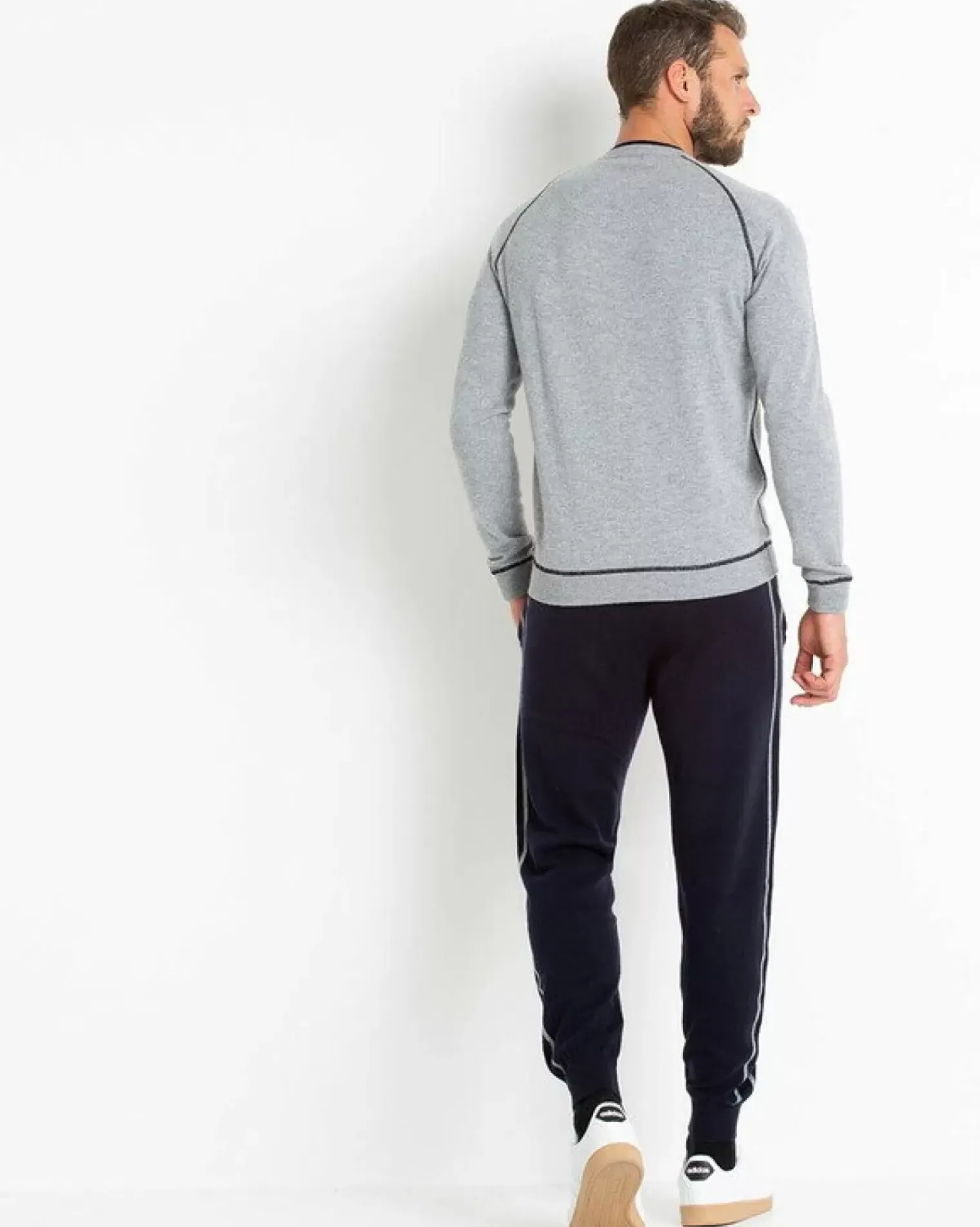 Kujten Sweaters & Sweatshirts>Cashmere Sweatshirt With Contrast Seams Gris Chine