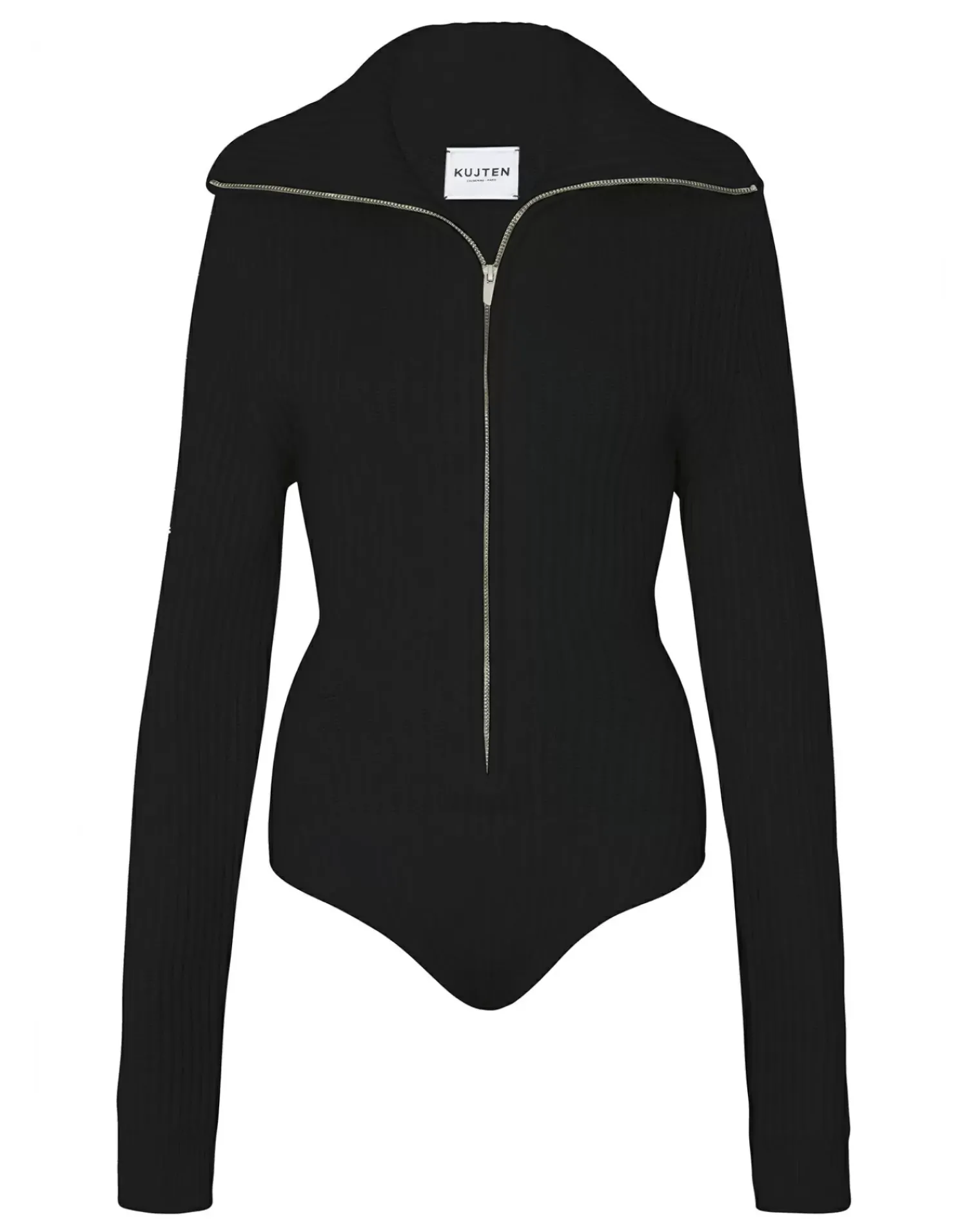 Kujten Body>Cashmere Truck Collar Bodysuit Noir